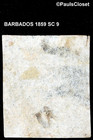 Barbados 1859 Sc 9 Britannia 1 - Black Imperf Ung F vf