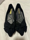 Black Bow Ballet Flats Pointed Toe Faux Suede Slip On Soft Sole Us 9 5-10 Eu 40 