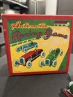 1950 s Haji Lever Wind Automatic Racing Game W  Three Cars Box Tin Toy Japan