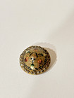 Victorian French  Champleve Button Dome Cut Steel Accent Enamel Brass W shank