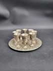 Antique Silver Plated Kiddush Set Tray 8 Small Cups Judaica   Jewish Incomplete 