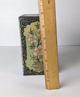 Vintage Tin Floral Hinged Top Distressed Decor Organization Rectangle Box  7 h