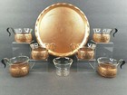 Schott Mainz Jena Glas Cups Copper Holders Metal Tray Set Vintage Decorative Mcm