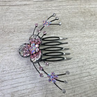 Jeweled Clear   Pink Rhinestone Floral Slide Hair Comb 3 5 