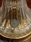 Vtg Crystal Clear Ind   2 Design Etched With Brass Base Crystal Table Lamps