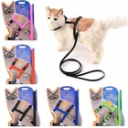 5 Colors Adjustable Cat Collar Harness Leash Set Cozy Nylon Pet Kitten Rabbit