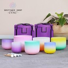 432hz 6-12  7pcs Crystal Singing Bowl Chakra Set  Sound Heal Bath Music Bags