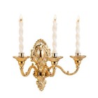 Three Candle Wall Sconce Victorian Metal Gold Antique Baroque Candelabra Brass
