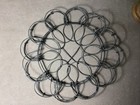 Vintage Collapsible Wire Egg Basket Handle Scalloped On Edging 