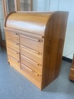 Mid Century Modern Danish Teak Roll Top Desk Secretary