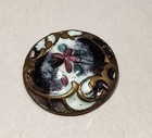 Antique Victorian Art Nouveau Enamel Champlev   Gilt Brass Button Floral Motif