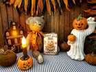 Shabby Vintage Steampunk Primitive Style Halloween Jumpin Jack Candy Wood Sign