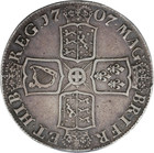 1707-e Year Sexto Great Britain Queen Anne Silver Crown Edinburgh Mint Pcgs Vf