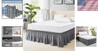 Stylish Twin Bed Skirt     15-inch Drop  Easy Fit Elastic Design In Dark Grey