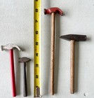 Lot Of Four  Vintage Miniature Claw Hammer W  Wooden Handle Small 4 - 8  Hammers