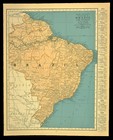 1930s Vintage Brazil Map Wall Art South America Old Original Rio De Janeiro