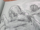 Vintage 1970s Nude Portrait Male Charcoal Pencil Paper Drawing 18 x24  Art