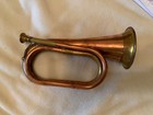 Copper And Brass Military Bugle With Mouth Piece Chain Marked India