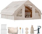 Okcora Portable Inflatable Camping Tent 8 Person Waterproof W  Stove Jack Window