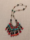 Tibetan Style Necklace Inlaid Turquoise   Coral Gold Washed Brass Beads