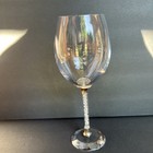 Crystal Wine Glass   Faceted Base Long Stem Filled Crystal Rhinestones Bling