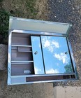 Vintage Sears Bathroom Mirror Medicine Cabinet Lighted Lucite Knobs Walnut Trim