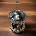 Dominick   Haff Sterling Silver Pierced Mustard Pot W cranberry Glass Liner
