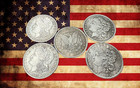 Morgan Dollars 1878-1893 Cc - Lot Of 5 Uncirculated Mixed Dates Au bu Coins