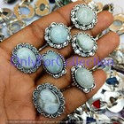 Natural Moonstone Gemstone 10pc Rings 925 Sterling Silver Plated Wholesale Lot