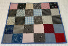 Vintage Antique Patchwork Quilt Table Topper  Four Patch  Early Calicos  Multi