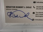 Senator Robert Dole Psa Auto Authentic Signed Business Card Alston   Bird Kansas