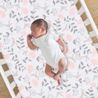 Lambs   Ivy Petals White pink gray Floral 100  Cotton Fitted Crib toddler Sheet