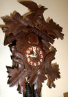 Nice Rare Deeply Carved Working Antique Black Forest Large 3 Bird Cuckoo Clock 