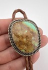 Vtg Navajo Sterling Silver High Grade Royston Turquoise Stamped Oval Bolo Tie