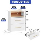 Wood Office Storage Cabinet 2 File Drawers  Printer Shelf  Outlets   Usb Charger