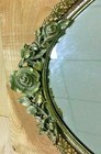 Vintage Matson Ormolu Filigree Roses Flower Vanity Mirror Oval Tray