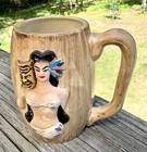Vintage Lanai Handled Hula Girl Holding Mask Tiki Mug
