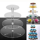 4tier Acrylic Cupcake Stand Display Cake Toppers Tower Shelf Wedding Party Clear