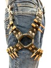 Real Brass Bullet Thigh Harness Leather Harness Fetish Thrash Metal Punk Rocker 