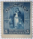Travelstamps  1894 Nicaragua Stamp Sc 63  Mint  Og  Hinged  victory Issue  5c