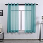 Teal Curtains Sheer 63 Inch Length For Bedroom - Grommet Voile Drapes Window    
