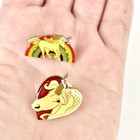 Vintage Lot Of 2 Unicorn Pins Heart Rainbow Lapel Backpack Enamel Mythical