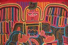 Vintage Kuna Mola Hand Sewn Art Textile Fabric Folk Fabric 16 25  X 14 