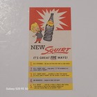 Vintage Squirt Soda Diecut 1959 Bottle Topper Squirt Boy Dbl Sided