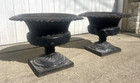 Antique Victorian Cast Iron Garden Urns Made By Kramer Brothers In Dayton Ohio