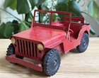 Vintage Pressed Steel Toy Red Willys  Jeep Wood Commodities Corp  New York