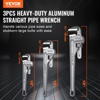 Vevor 3pcs Aluminum Straight Pipe Wrench Set 10 14 18 In Plumbing Wrench Crv Jaw