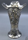 Beautiful  800 Fine Silver Vase With Glass Liner   7  Tall  Super Nice 