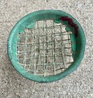 Vintage Green Metal Double Wire Mesh Flower Frog Antique Primitive 3 75   