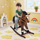 Kids Toy Rocking Horse Wood Plush Pony Traditional Gift W neigh Sound Toddlers
